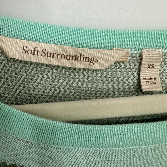 Soft Surroundings Nina Pullover Sweater XS Abstract Marble Flare Sleeves Green - Picture 4 of 8